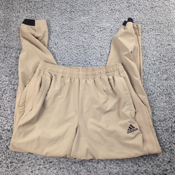 Adidas Pants Adult Medium Beige Tapered Leg Athleisure Sweatpants Gym Training - Picture 1 of 9